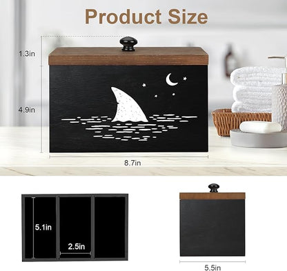 Tampon Holder for Bathroom,Black Feminine Product Organizer,Girl Stuff Box for Bathroom,Pad and Tampon Organizer for Bathroom,Pad Holder for Bathroom,Shark Week Bathroom Organizer,Bathroom Accessories