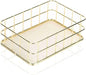 Gold Wire Baskets, 9.6 x 6.5in Metal Storage Basket Desktop Bathroom Sink Counter Toilet Storage Toilet Tank Topper Organizer Tray for Pantry Kitchen