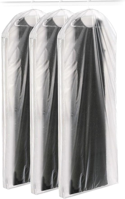 Whitmor Vinyl Zippered Protective Gown Bag - 3" L x 24" W x 60" H - Set of 3 - Clear
