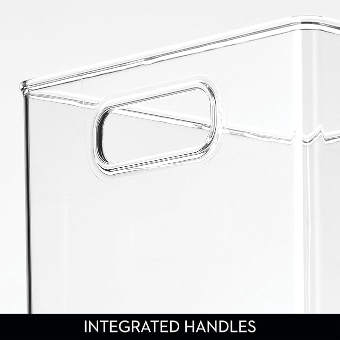 iDesign Fridge Bin with Handles, 2 Small and 2 Medium Bins, 4 Pack, Clear, Made in USA