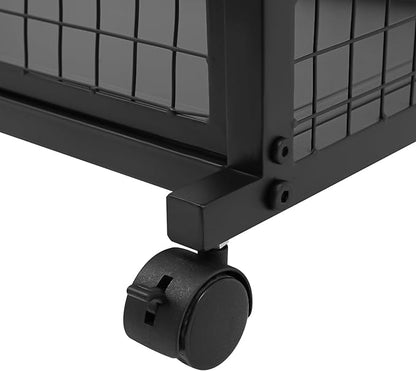 Double-Sided 16 Tier Ribbon Rack, Large Capacity Rolling Ribbon Wrapping Paper Organizer w/Top Shelf & Basket, Movable Metal Storage Cart for Home Retail Studio, 39"x13"x59" (Black)