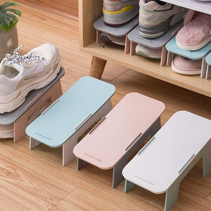 Milisten 4pcs Shoe Stacker Slots Space Saver Shoe Rack for Closet Organization Holder for Home Storage White