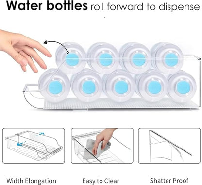 Adjustable Soda Can Dispenser for Refrigerator –Expandable Width PET Drink Organizer, Stackable Space-Saving Fridge Organizer for Cans & Bottles – 2 Pack
