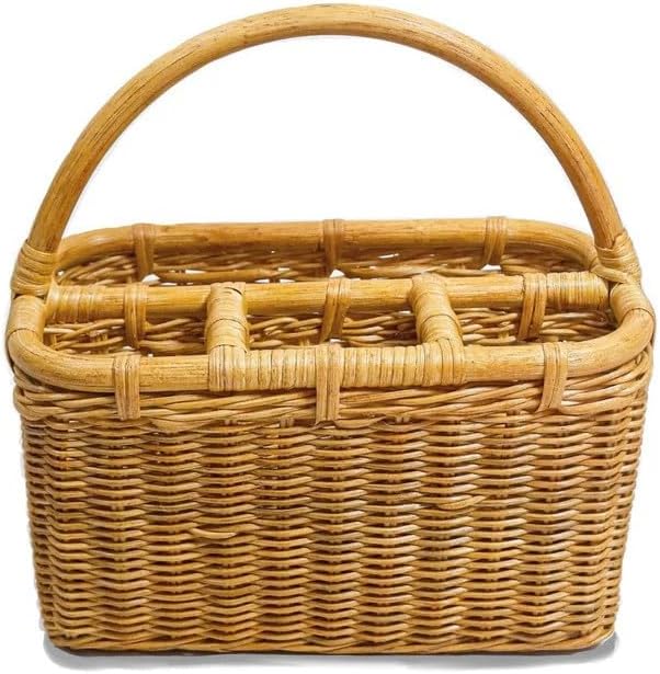 The Basket Lady Wicker Utensil Caddy, One Size, Sandstone