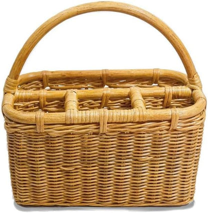 The Basket Lady Wicker Utensil Caddy, One Size, Sandstone