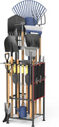 Garden Tool Organizer,Metal Yard Tool Organizer ,Holds 50 Long-Handled Tools/Rakes/Brooms,Side Garden Pocket ,Heavy Duty Steel Yard Tool Storage Rack for Garage,Shed, Outdoor