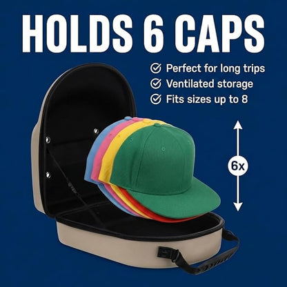 Lids Hat Travel Case – Baseball Cap Carrier for 6 Hats, Durable Camo Exterior with Black Interior, Storage with Handle & Adjustable Shoulder Strap, Hard Hat Organizer for Travel & Closet