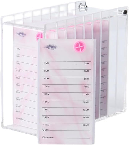 Acrylic Transparent Eyelash Storage Box, 8 Layers False Eyelashes Glue Pallet Holder Display Grafting Eye lashes Extension Close-Packed Display with 8 Pallets Clear Makeup Organizer (Marble Pink)