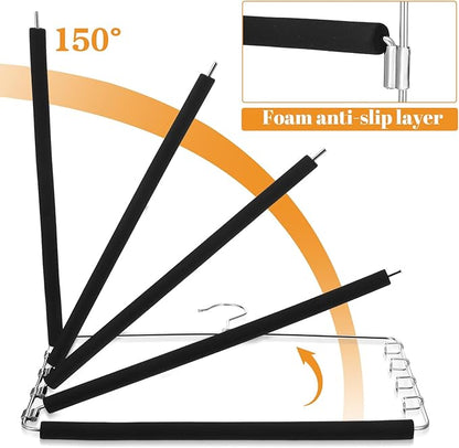 2 Packs Pants Hangers Space Saving, Anti-Slip Space Saving Hangers, 5 Layer Swing Arm Pants Hanger Stainless Steel with Non-Slip Padding, Closet Organizers & Storage for Pant Trousers Jeans