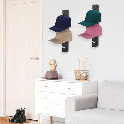 Hat Rack for Wall Baseball Cap Organizer Hanger (2 Pack) Modern Wooden Hat Holder Wall-Mounted Caps Display for Closet Door Bedroom Entryroom Laundry (Gray)