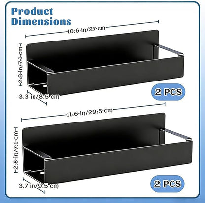 4 Pcs Magnetic Can Holder, Wall Spray Paint Can Holder, Magnetic Pry Bar Tool Box Accessories with Two Additional Hooks, for Garages, Auto Care Shops Home Workshops And Storage Racks (Black)