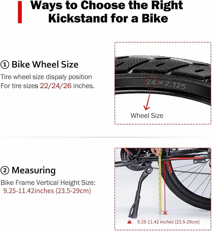 Cyfie Bike Kickstand, Center Mount Bicycle Kick Stand for Adult Bike 22 24 26 inch Wheel, Universal Adjustable Kickstands for 22" - 26" Adult Mountain Road Bike