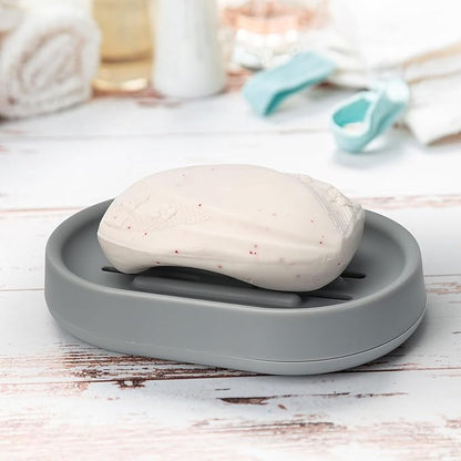 Topsky Soap Dish for Shower,2 Pack Soap Dishes Soap Savers for Bar Soap, Soap Bar Holder Shower with Drip Tray, Plastic Soap Holders with Drain for Kitchen Sink, Easy to Clean,Dry,Gray