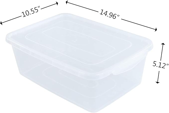 Inhouse 14 Quart Clear Storage Bin, Plastic Latching Box/Container with Lid, Shoe Boxes, Set of 4