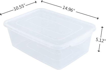 Inhouse 14 Quart Clear Storage Bin, Plastic Latching Box/Container with Lid, Shoe Boxes, Set of 4
