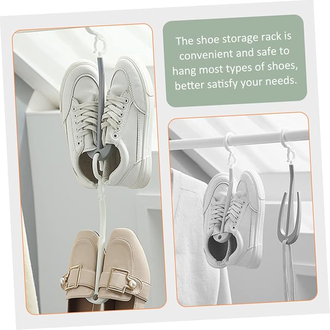 Happyyami 10pcs Double Hook Shoe Hanging Hooks Shoes Drying Rack for Door Storage Organizer Space-Saving Easy to Install Suitable for Laundry Room
