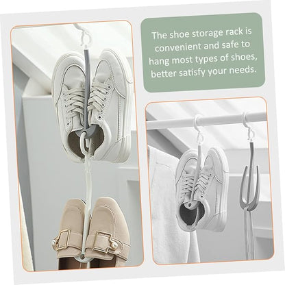 Happyyami 10pcs Double Hook Shoe Hanging Hooks Shoes Drying Rack for Door Storage Organizer Space-Saving Easy to Install Suitable for Laundry Room