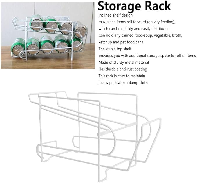 Soda Can Storage Organizer, Double-Layer Rolling Cans Storage Holders Racks, Drinks Can Dispenser for Refrigerator Pantry