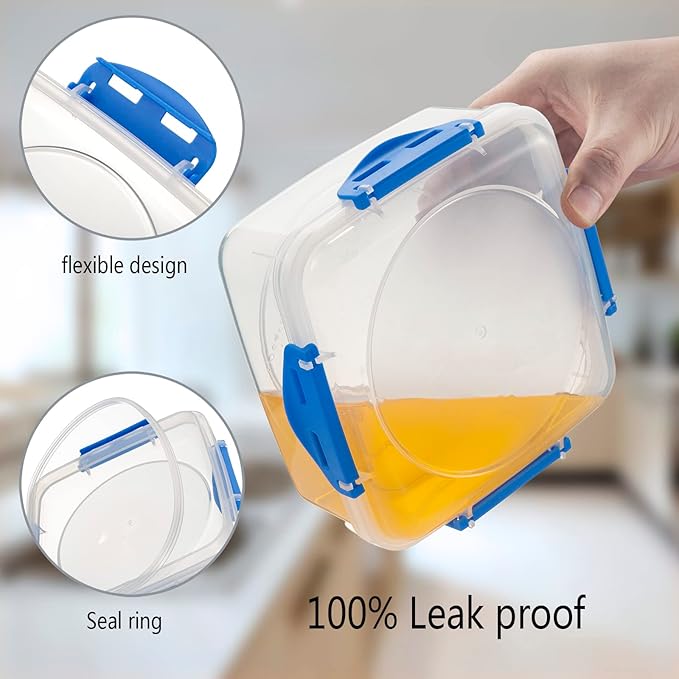 4 PCS Sandwich Containers - 100% Airtight & BPA-Free & Microwave & Dishwasher Safe Kitchen Storage Containers with Upgraded Snaps, 2 heightened Containers for Lunch Boxes and 2 normal version