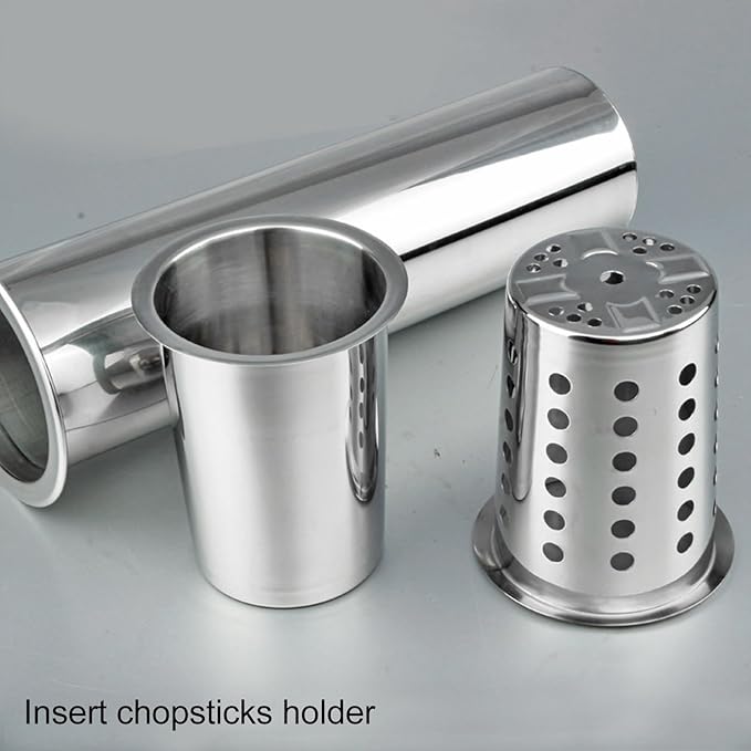 TOPINCN Stainless Steel Utensil Holder, Multifunctional Design Large Capacity Organizer for Knives, Forks, and Chopsticks, Convenient and Practical (With Holes)