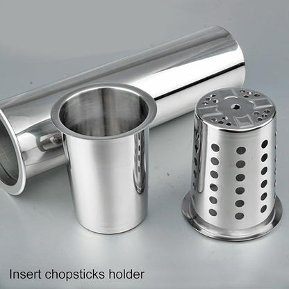 TOPINCN Stainless Steel Utensil Holder, Multifunctional Design Large Capacity Organizer for Knives, Forks, and Chopsticks, Convenient and Practical (With Holes)