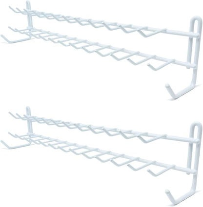 Huji Wall Mount Tie and Belt Rack Organizer, White (2 Pack)