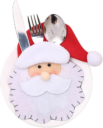 6/10/12Pcs Christmas Silverware Holder Xmas Cutlery Dinner Table Decoration Santa Claus Snowflake Flatware Pockets