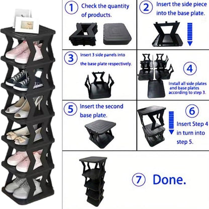 Narrow Shoe Rack for Narrow Space,Foldable Shoe Rack,Shoe Racks Storage,Shoe Rack Tall,Vertical Shoe Rack,Small Shoe Rack for Narrow Space Black,Shoe Shelf,Removable Shoe Organizer(103cm/40.55inch)