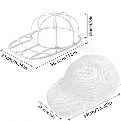 Hat Washer for Washing Machine | 2-Pack Anti-Deformation Cap Cage with Mesh Laundry Bag | Baseball Cap Cleaner, Shaper & Protector for Laundry or Travel