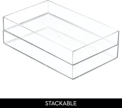 iDesign Makeup Drawer Organizer Tray for Vanity or Bathroom Countertop - Set of 2 - Clear