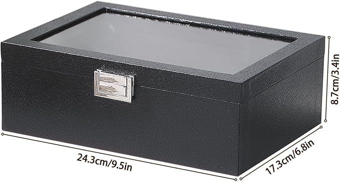 Bracelet Display Holder with Rods for Bangles Watches, Jewelry Organizer Box Storage Case with Clear Lid (Black)