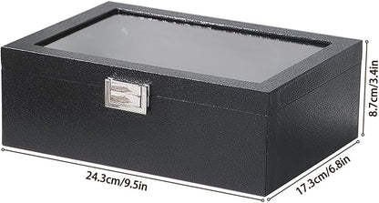 Bracelet Display Holder with Rods for Bangles Watches, Jewelry Organizer Box Storage Case with Clear Lid (Black)