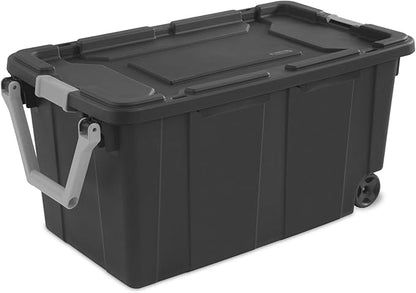 Extra Large Storage Bin, 40 Gallon Wheeled Plastic Storage Container with Handle,Pack of 2 (Gray)