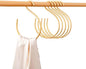 6Pcs Scarf Ring Hangers Gold, Belt Ring Hook Tie Rack Holders Closet Hanger Organizer Multi-Purpose S-Shaped Circle Storage Hook for Ties Scarves Baseball Cap Wardrobe Accessory Storage