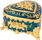 Retro Metal Jewelry Box - Heart shaped Jewelry Play Box with Rose Table Jewelry Storage Box Used for Rings Earrings Necklaces Women's Gifts Girls' Gifts (Blue)