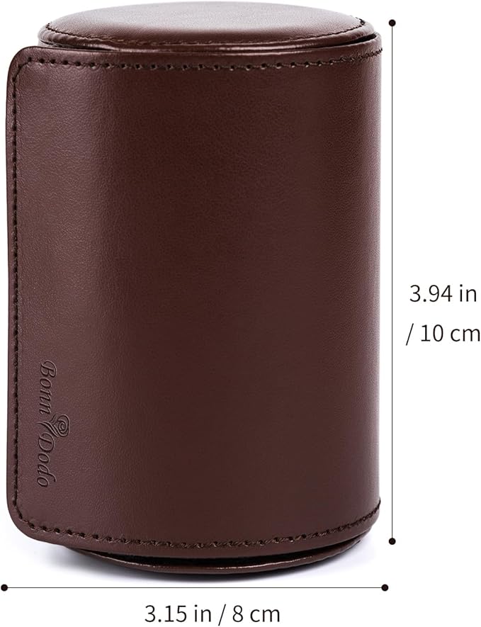 Tie Box for Men 's PU Ties case Necktie Organize Cylinder Leather Men’s Storage Portable Tie Roll for Travel Business Gifts (Dark Brown)