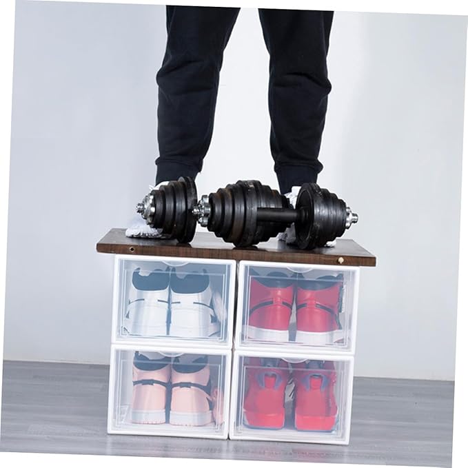 BESPORTBLE Plastic Basketball Shoe Storage Box 36x26x20cm with Lid Black Shoes Organizer for Home Closet for Basketball Sneakers