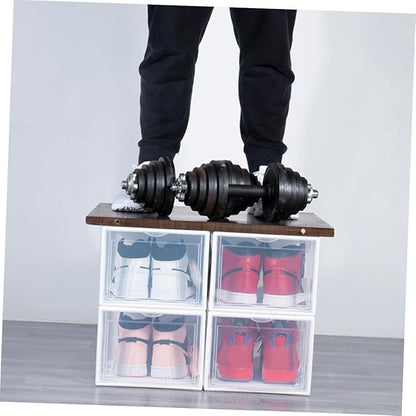 BESPORTBLE Plastic Basketball Shoe Storage Box 36x26x20cm with Lid Black Shoes Organizer for Home Closet for Basketball Sneakers