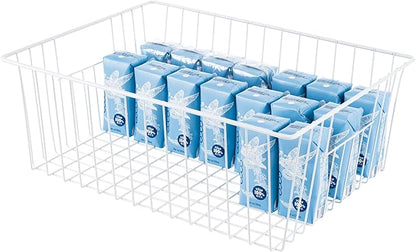 3 Pack Upright Freezer Organizer Bins - Standup Organizers for 16 Cu.Ft Freezer, Improve Air Circulation, Wire Storage Baskets, White