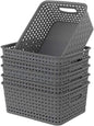 Grey Plastic Storage Basket, 10.03" x 7.67" x 4.05", 6 Packs