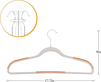 VECELO 50 Pack Clothes Hangers, Non-Slip Plastic Coat Hanger, 360°Swivel Hook & Space Saving for Bedroom Closet, Great for Shirts, Pants, Excellent Heavy Duty