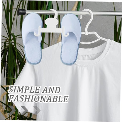 GLEAVI 10Pcs White Plastic Shoe Display Hooks for Slippers Sandals Sneakers Space-Saving Hanging Organizer for Home Retail Supermarkets and Minimalist Shoe Holders for Clean Storage