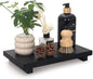 Black Bathroom Counter Tray Organizer Wood Risers Stand Kitchen Sink Trays Dish Soap Dispenser Holder for Countertop Modern Wooden Pedestal Display Farmhouse Bathroom Decor Accessories Vanity Tray