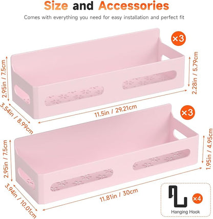 Sevenblue 4 Pack Strong Magnetic Spice Rack for Refrigerator, Multipurpose Magnetic Shelf for Fridge with 4 Hooks for kitchen and Bathroom Organization, Pink