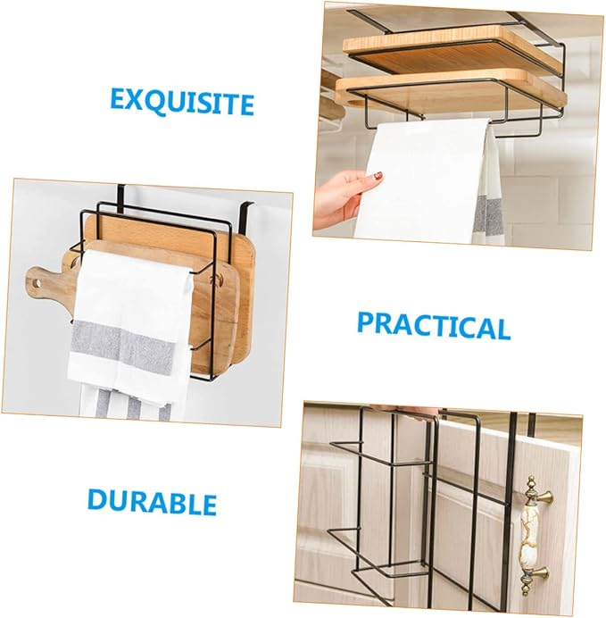 OUNONA 2Pcs Over Cabinet Towel Organizer Stylish Kitchen Door Storage Rack for Efficient Space Saving and Easy Access for Cutting Boards and Duster Cloths Design