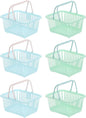 PATIKIL 6PCS Mini Shopping Basket, Small Plastic Basket Mini Storage Basket Grocery Tiny with Handles Organizer Filtered Water for Organizing Toys Eggs Fruits Snacks,Blue Green
