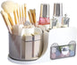 DASITON Makeup Organizer with Drawer, 360° Rotating Makeup Brush Holder, Makeup and Skincare Storage Box, Make Up Organizers for Vantiy, Desktop, Bathroom Countertop, Cosmetic Display Case (White)