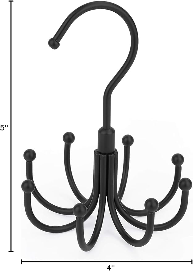 Belt Hanger, Space Saving Belt Organizer for Closet, Max 24 Storage Capacity, Rotating Belt Rack Closet Organizers and Storage for Hanging Belt, Ties, Black