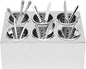 Commercial Utensil Holder, Commercial 6-Hole Stainless Steel Cylinder Flatware Silverware Utensil Holder Compact Cutlery Organizer Countertop Silverware Organizer for Restaurant (6-Hole)
