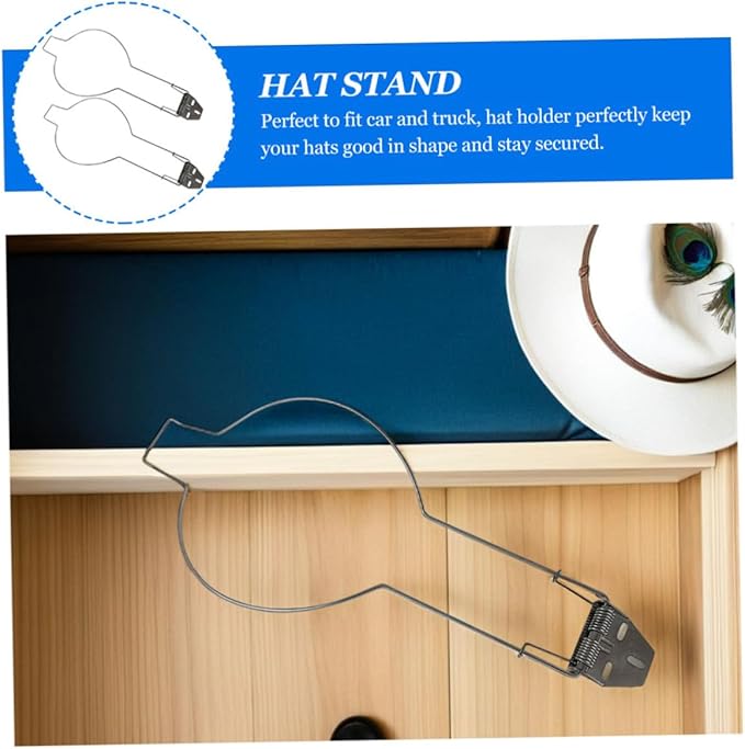 VOSAREA 2-Pack Cowboy Hat Holder for Truck Car - Heavy Duty Spring-Loaded Hat Rack for Vehicle Headrest - Metal Hard Cowboy Cap Holder for Truck Accessories